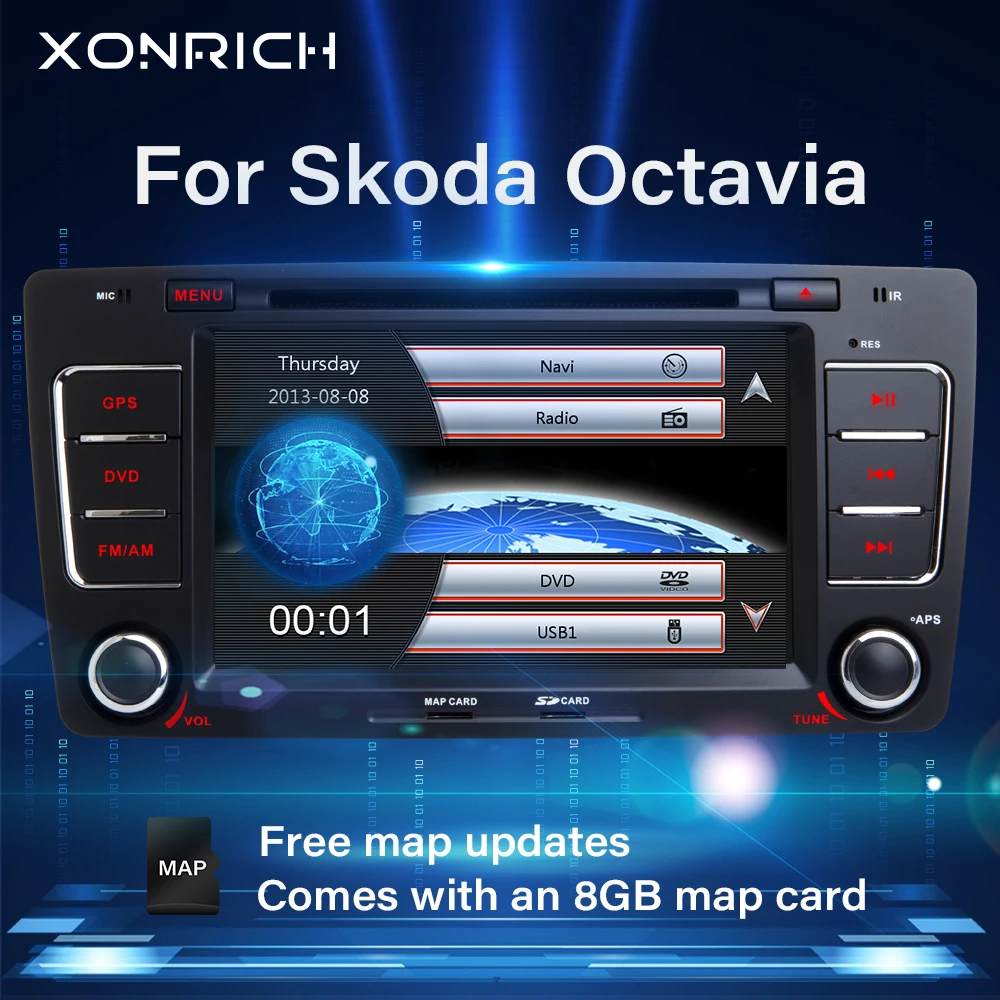 Автомагнитола 2 Din с DVD-плеером для Skoda Octavia A 5 A5 3 Yeti 2008 2009 2010 2011 2012 2013 2014 мультимедиа