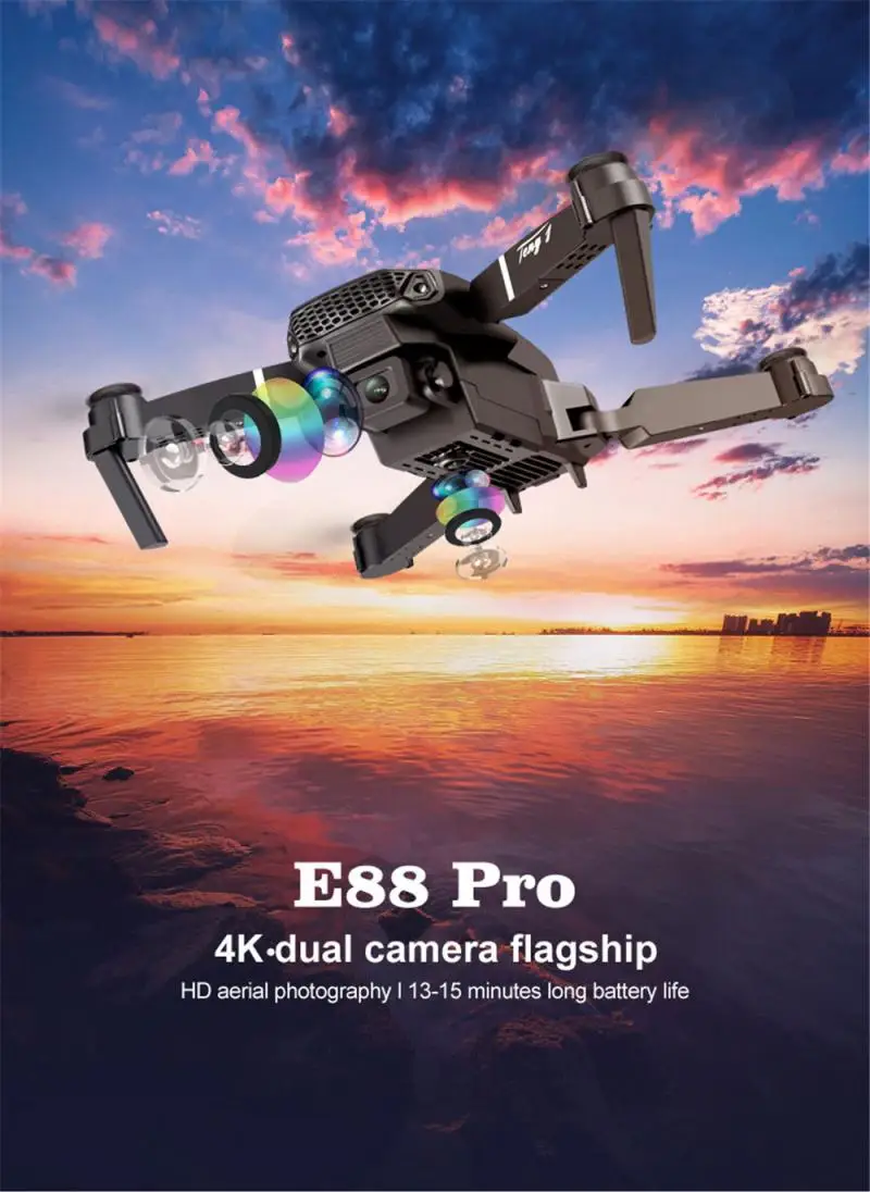 Rc Drone 4k HD Wide Angle Camera 1080P WiFi Fpv Drone Dual Camera Quadcopter Real-time Transmission Helicopter Toys Dron Gift