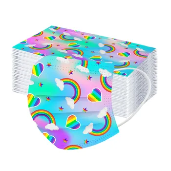 

Children's Cute Mask 50pcs Rainbow Printed Mouth Masks Disposable Face Mask Masque Маска 3 Layer Ply Mouth Masks Mascarillas
