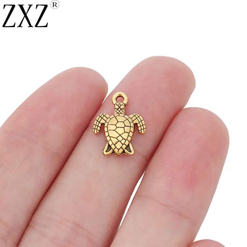 

ZXZ 20pcs Antique Gold Small Tortoise Turtle Terrapin Charms Pendants Beads 16x12mm