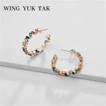 Wing yuk tak модные богемные красочные Кристальные серьги для женщин этнические большие серьги-гвоздики для женщин ювелирные аксессуары