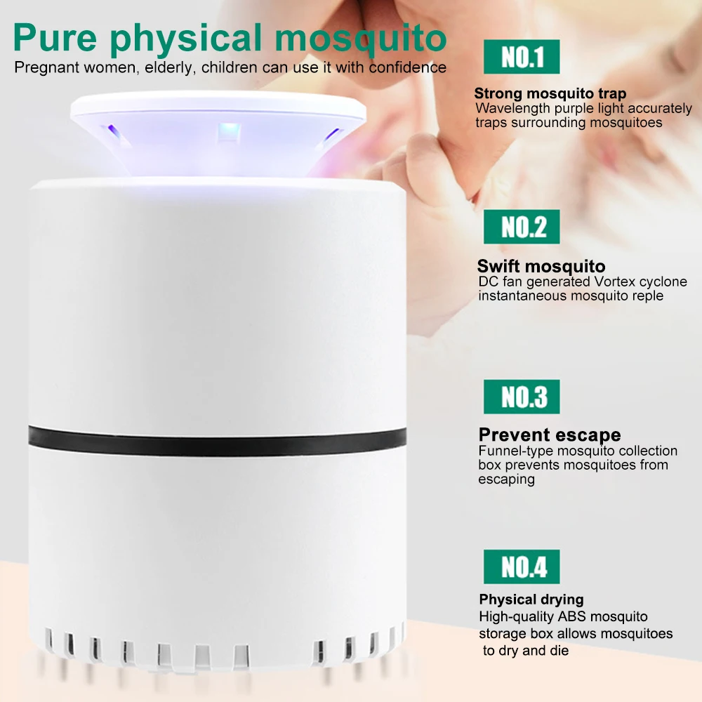 New ABS LED Mosquito Killer Lamp Black/White USB Lamp Photocatalyst Pega Mosquito Trap Light Pest Insect Repellent For Home