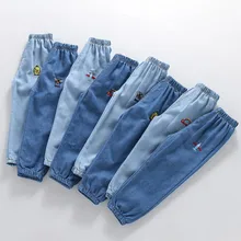 Штаны для мальчиков коллекция года, весенние детские тонкие повседневные свободные ковбойские противомоскитные штаны в западном стиле для девочек, летние