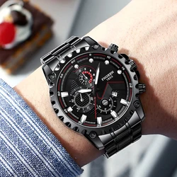 FNGEEN Reloj de pulsera para hombre de negocios, cronógrafo de cuarzo, resistente al agua, con espejo Hardlex de alta calidad, con calendario, Unisex