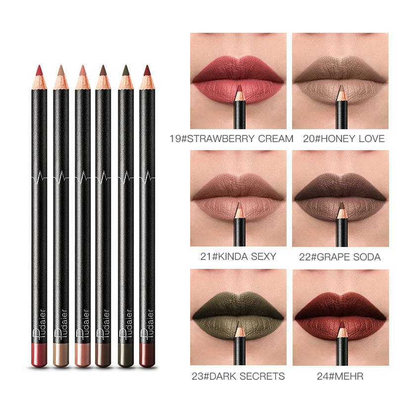 6 цветов/Набор сексуальная матовая губная палочка Lipliner карандаш для губ матовый телесный Lipsliner набор ручек Красота Макияж инструмент косметический - Цвет: 19-24