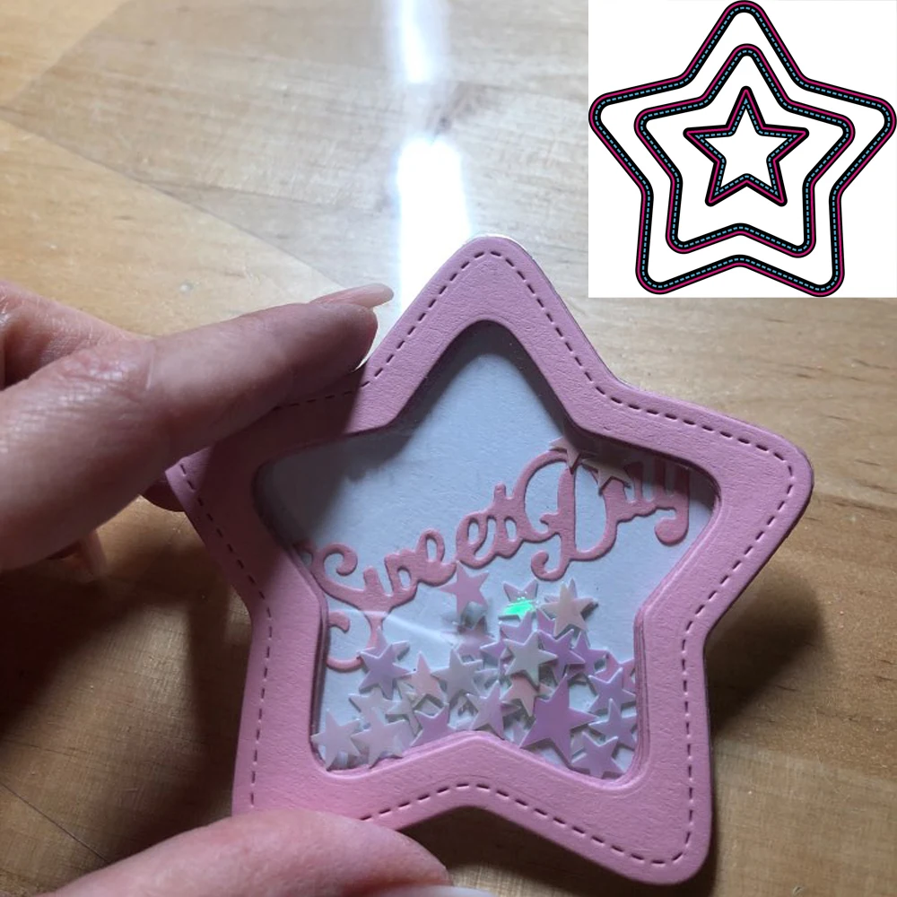 

New 3Pcs Pentagram die stamping die metal cutting die scrapbook photo album decorative paper card DIY embossing handicrafts