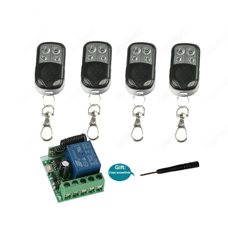 4 RC And 1 Receiver 433 МГц Универсальный беспроводной пульт дистанционного управления DC 12 В 1CH релейный модуль приемника и радиочастотный передатчик для электронного дверного замка DIY - Цвет: 4 RC And 1 Receiver