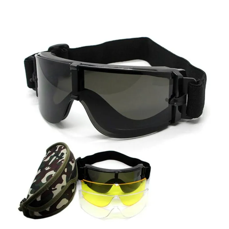 X800 고글 Airsoft 페인트 볼 기어 전술 안전 Googles 야외 사냥 군사 슈팅 보호 안경 3 렌즈goggle