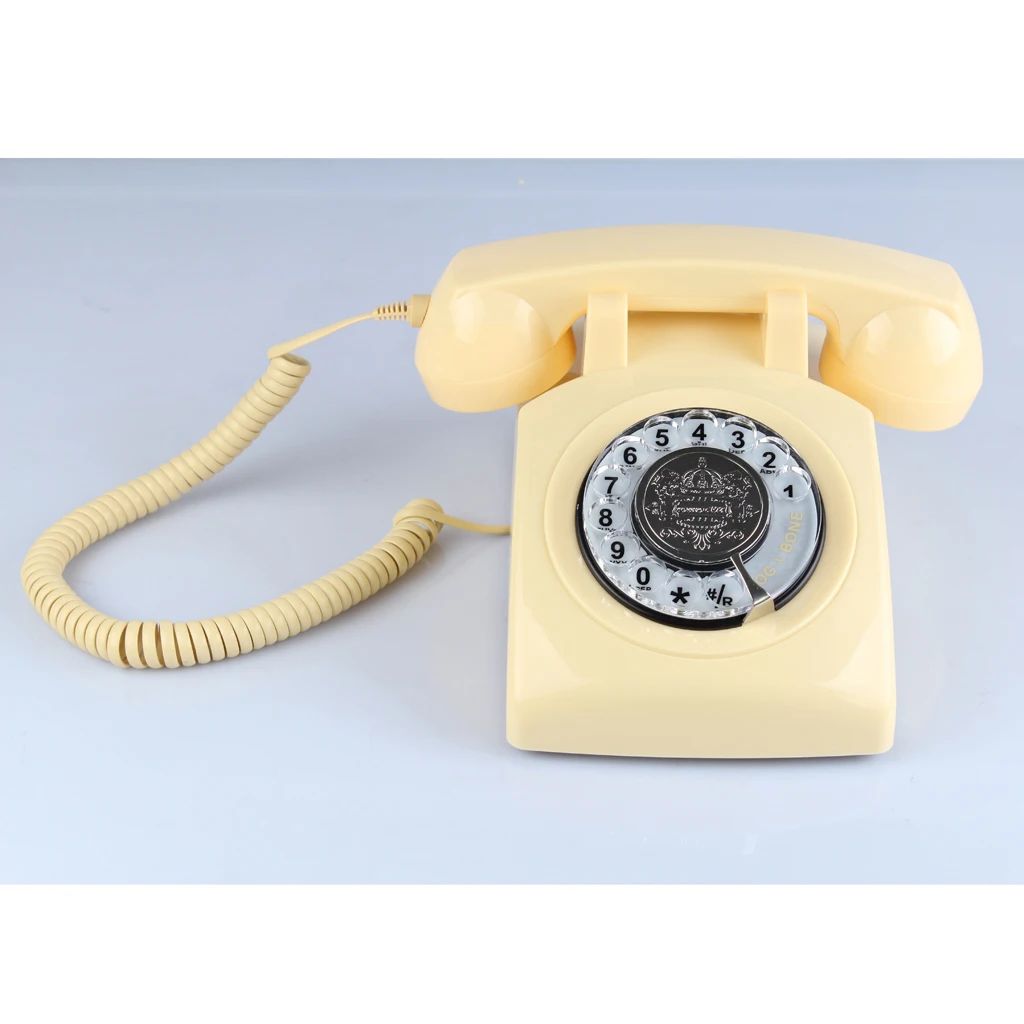 Retro Design 1970's Classic Style desk phone Landline Rotary Dial Telephone for Home Office