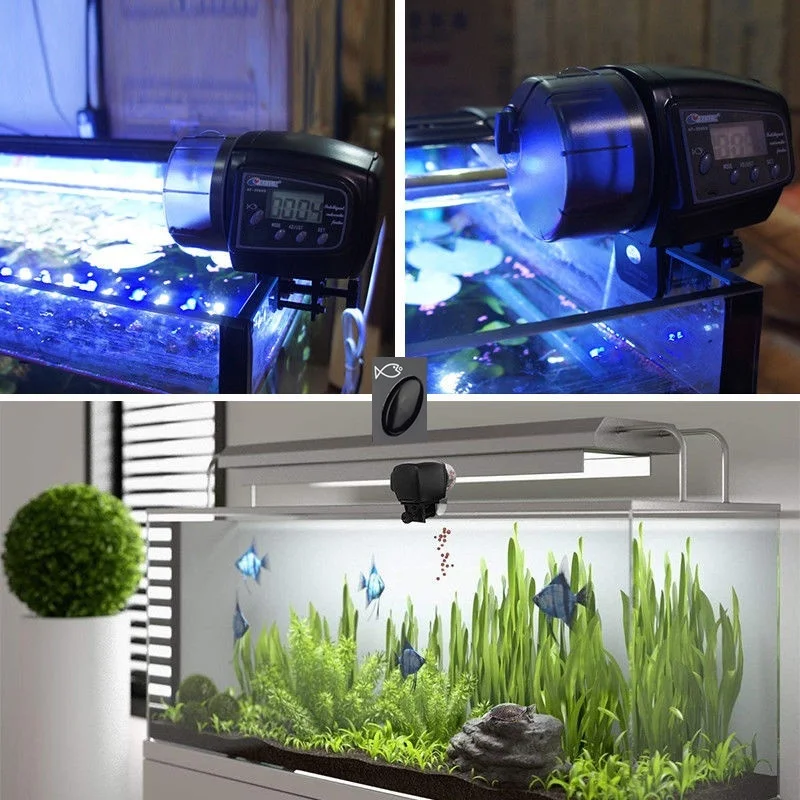 Цифровая lcd Автоматическая аквариумная рыбка кормушка с резервуаром таймер