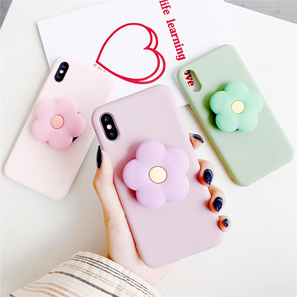 Чехол-подставка с цветочным рисунком для iPhone 11 Pro X XS XR 6S 7 8 Plus милый чехол Samsung S20 S9