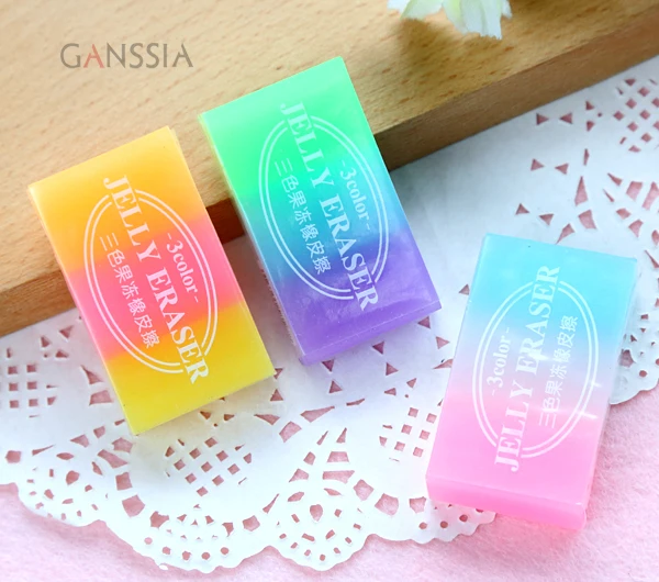 1PC Durable Cute Jelly Colored Pencil Eraser Office School Student Stationery C 