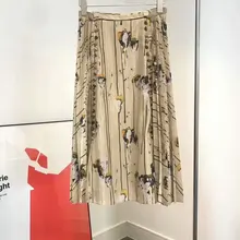 Новая Женская мода Сексуальная двубортная проволочная плиссированная юбка с принтом 1224