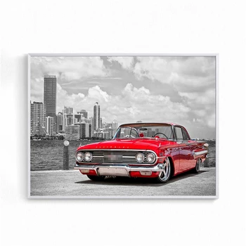 

Wall Art Retro Car Poster Vintage Black White Modern Minimalist Wall Pictures Wall Art for Living Room Home Decor (No Frame)