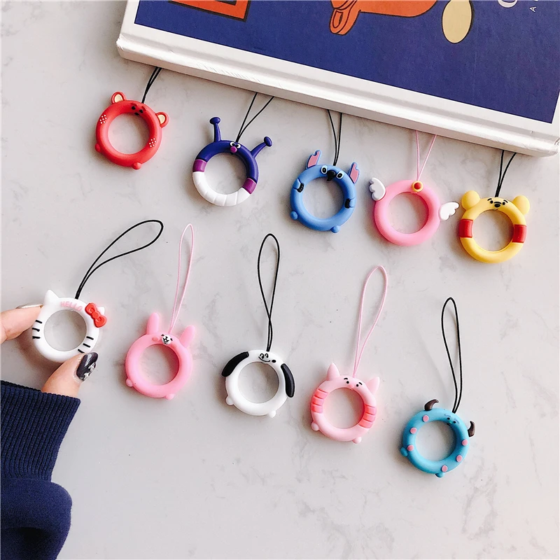 

Cute universal mobile phone ring lanyard short lanyard cartoon cat pattern mobile phone USB key accessories mobile phone lanyard