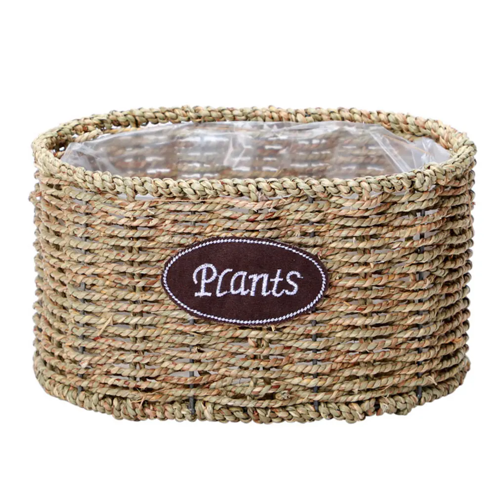 Woven Flower Basket Plant Fiber Sundries Storage Space Saver Household Supplies Sundries Basket Stretch Small Large Volume