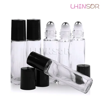 

30pcs/lot 10ml Transparent Glass Roll on Bottle Essential Oil Vials Doterra Container Travel Refillable Bottles with Roller