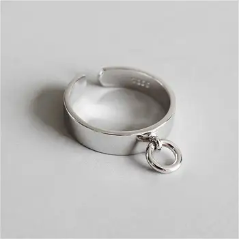

925 Sterling Silver Rings For Women Glossy Hollow Small Circle Femme Fashion Fine Jewelry Simple Open Ring Ins Style 925-793