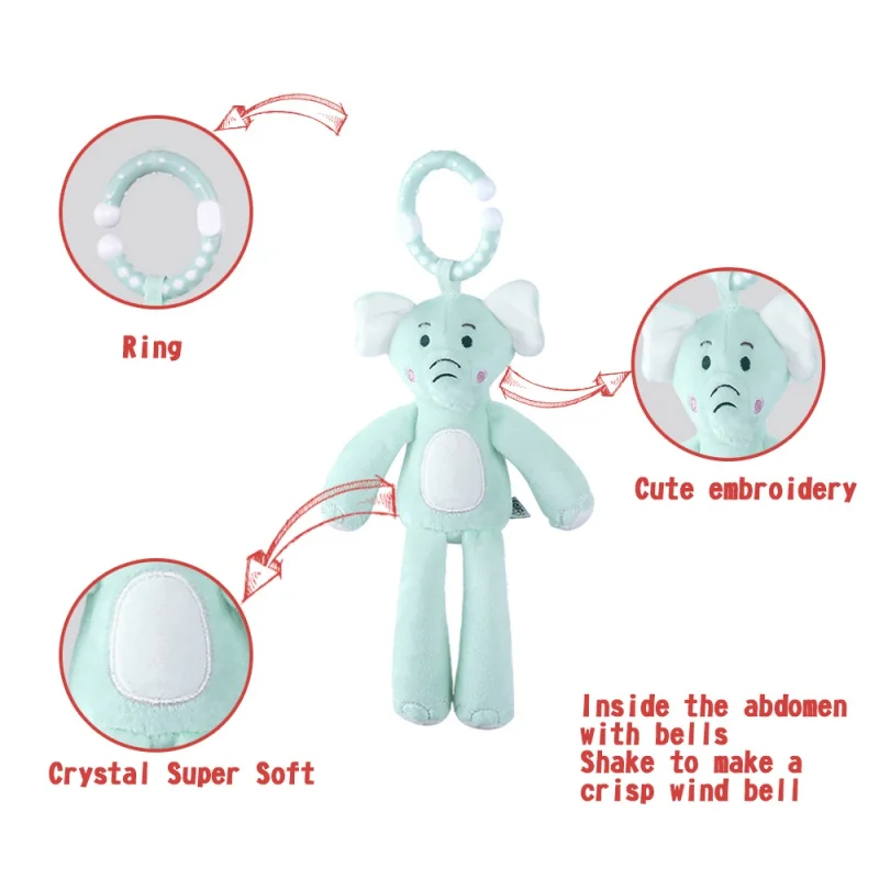 Cute Baby Crib Stroller Toy Rabbit Bunny Bear Soft Plush Infant Doll Mobile Bed Pram Kid Animal Hanging Ring Baby Rattles