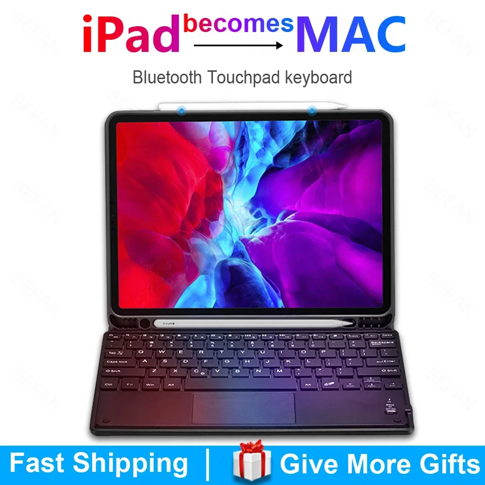 TouchPad Keyboard for iPad 10.9 10.2 Case 2017 2018 Air 4 3 2 Pro 9.7 10.5 11 M1 2021 2019 2020 8th 9th Cases | Компьютеры и офис