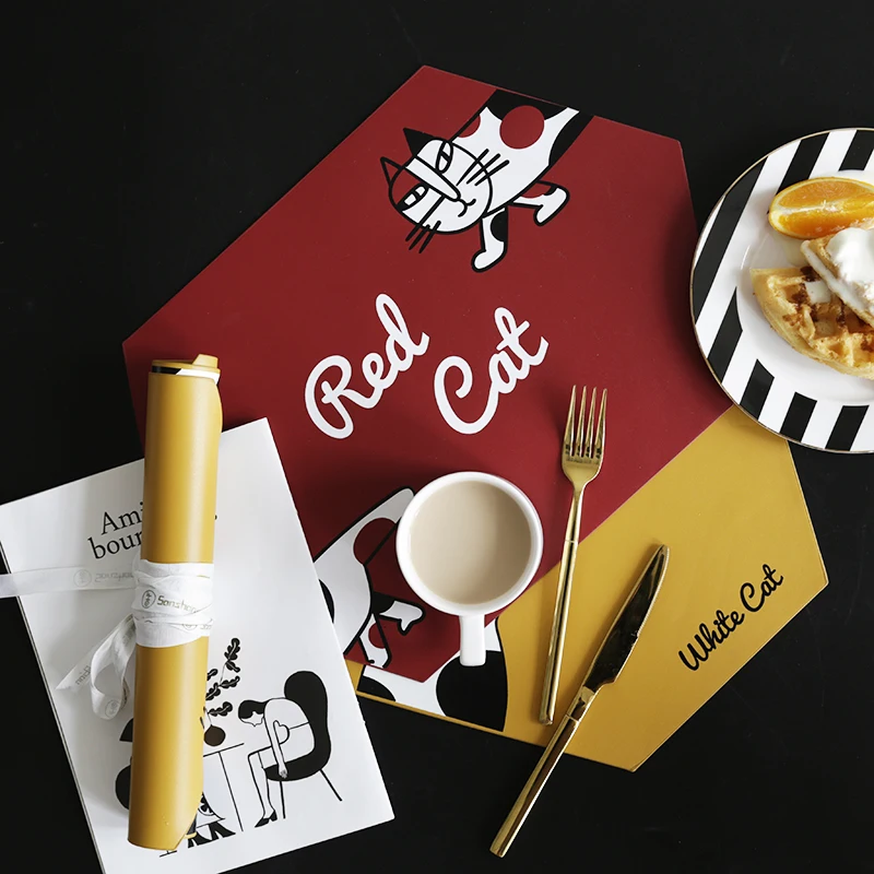 

Dining Table Mat PU Leather Placemat Creative Cup Coaster Heat-resistant Coffee Drink Tea Cup Table Coaster Kitchen Accessories