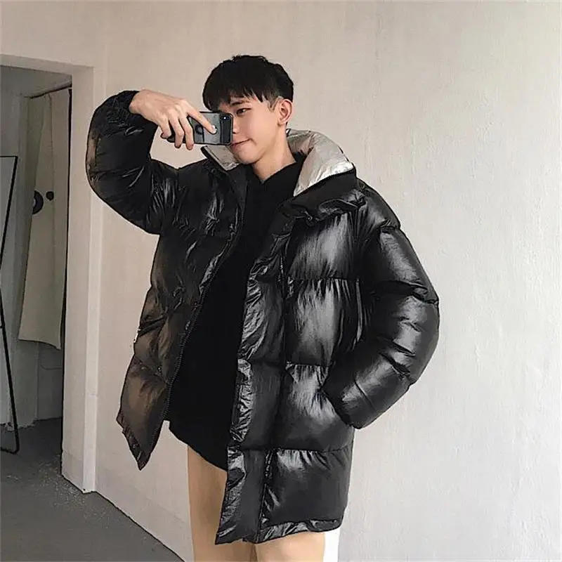 Зимняя модная Светоотражающая Корейская свободная негабаритная мужская хлопковая одежда утолщенная блестящая уличная хип-хоп homme куртка пальто