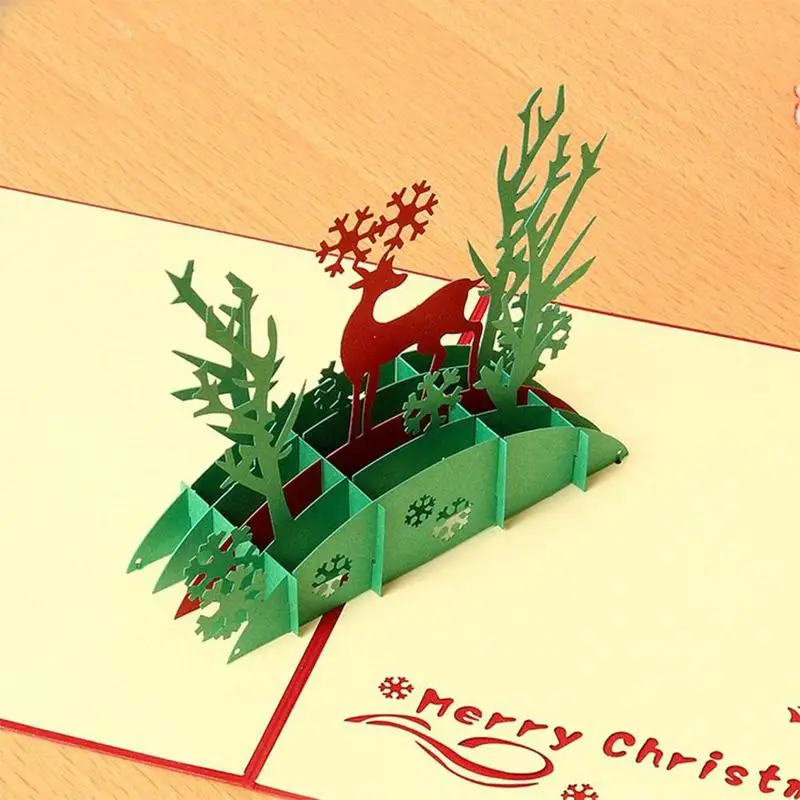 Год поздравительные открытки Счастливого Рождества открытки Рождественская елка бумага для украшения на Рождество ремесло вырезание подарок детям