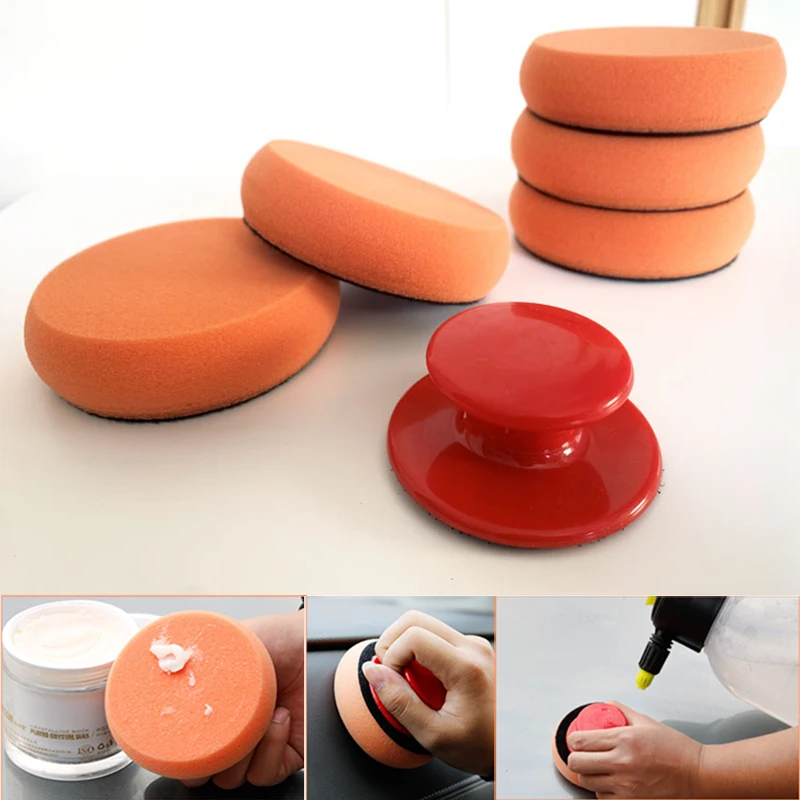 6pcs/Set 4inch Car Wax Wash Polish Pad Sponge Cleaning Foam Kit Terry
