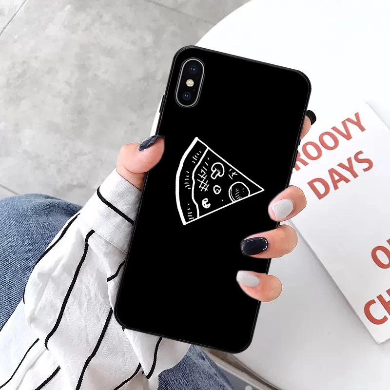 Забавная пицца лучшие друзья чехол для телефона для iPhone X XS MAX XR 11 Pro 7 8 6 6s Plus черная пара Мягкая задняя крышка Funda Shell