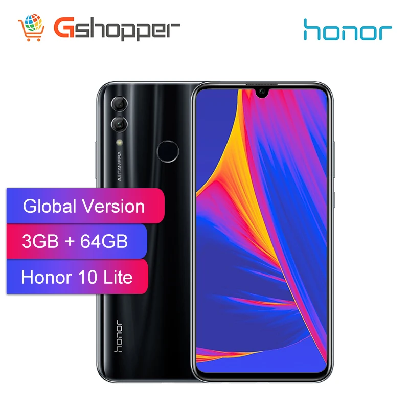 Глобальная версия Honor 10 Lite 3 ГБ ОЗУ 64 Гб ПЗУ 6 2 дюймов Восьмиядерный AI камера 24 МП