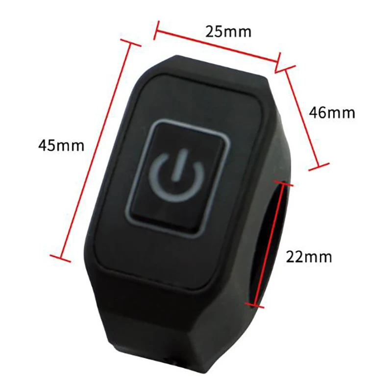 22mm 7/8'' Motorcycle Handlebar Switch Momentry Buttton For Electric Star Kill Waterproof Control Switch Button with LED light
