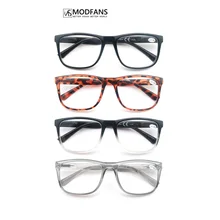 MODFANS Oversized Square Men Reading Glasses Rectangle Large Eyeglass For Male Readers Plastic Spring Highe Frame With Pouch