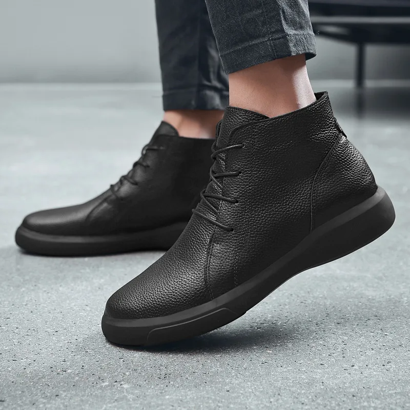 

2019 Autumn And Winter New Style MEN'S SHOES Cowhide Retro Men Casual Leather Boot Short Lace-up Trendy Shoes Genuine Leather Sh