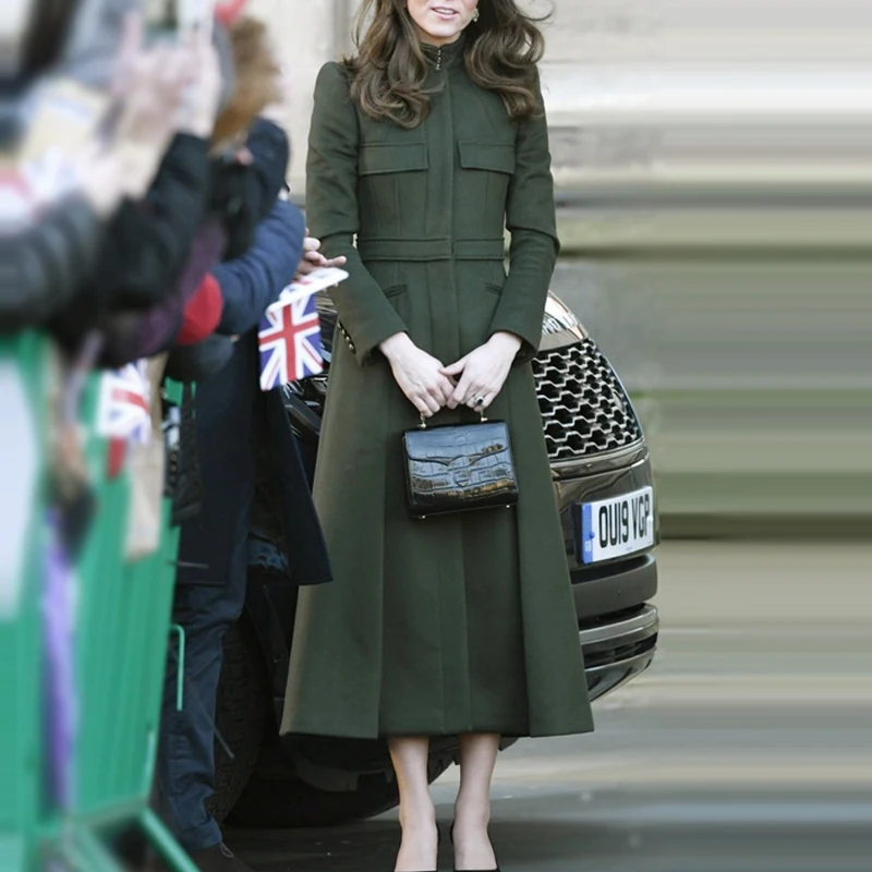 Женское длинное однобортное пальто модельное дизайнерское высокого качества