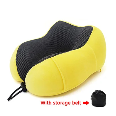 Yellow---1pcs U-образная Подушка с эффектом памяти, для шеи,, дорожные подушки, мягкие, медленный отскок, пространство 30*28*14 см, Шейное медицинское постельное белье, Прямая поставка - Цвет: Yellow---1pcs