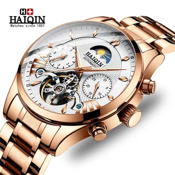 

2020 haiqin watch men fashions Mechanical Business Sport Wrist tourbillon month male Clock Steel reloj lujo montre automatique