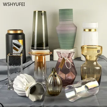 

New ins wind Nordic illusion gradient transparent glass vase flower arrangement creative vase home decoration ornaments