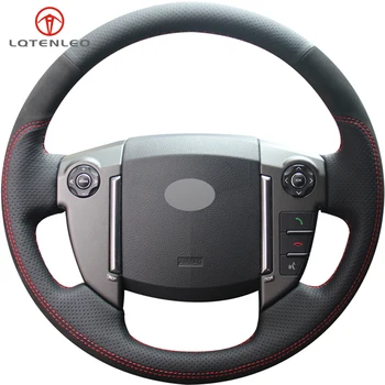 

LQTENLEO Black Genuine Leather Suede DIY Hand-stitched Car Steering Wheel Cover For Land Rover Freelander 2 2013-2015