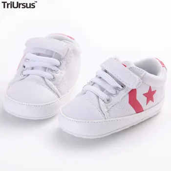 Zapatos deportivos con Velcro para bebé, zapatillas a rayas con estampado De cinco estrellas para niño y niña, Zapatos De cuna para bebé