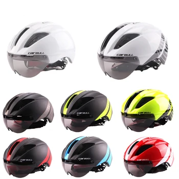 

Integrally-molded Cycling Safety Helmet Adjustable Outdoor Bicycle Racing Sports Helmet with Lens Ultralight Bike Helmet Goggles