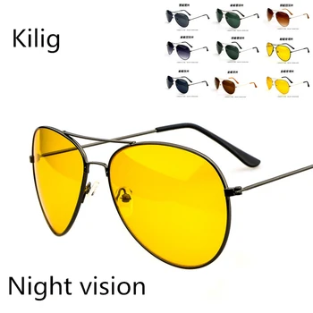 

Double beam sunglasses retro Europe 2019 new fashion men sunglasses Yellow film night vision goggles sunglasses metal hinge