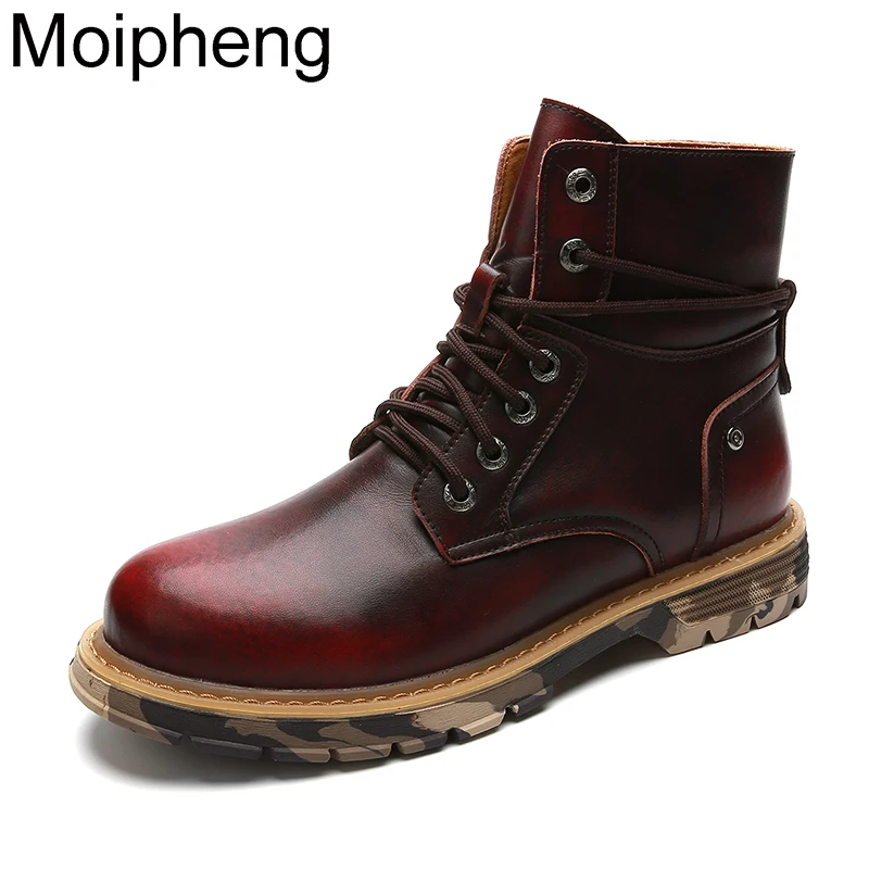 

Moipheng Genuine Leather Women Boots Botas Mujer Winter Warm Furry Boots Lace-Up Black Shoes Plus Size Booties Zapatos De Mujer