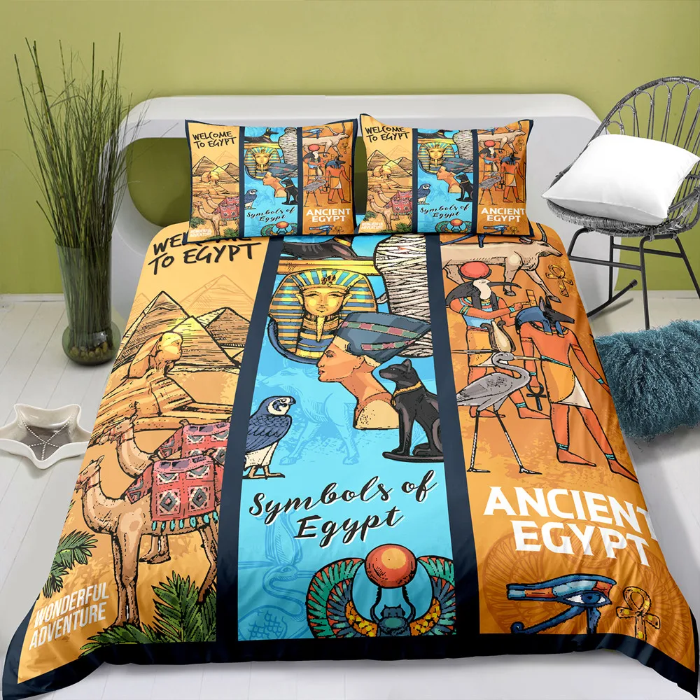 Bedding Set Ancient Egypt Comforter Cover Set Egyptian Civilization Duvet Cover Set Egypt Culture Quilt/Blanket Cover&Pillowcase - Image 6