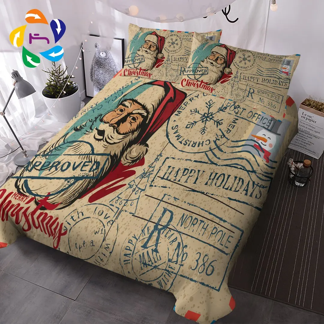 BeddingOutlet Christmas Philatelic Pattern Cover Set Cartoon Bedding for Kids Watercolor Bedspread Bed | Дом и сад