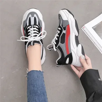 

2020 Stylish Women Running Shoes Sneakers Cushioning Height Platform Breathable Wave Sports Walking Shoes E14-43