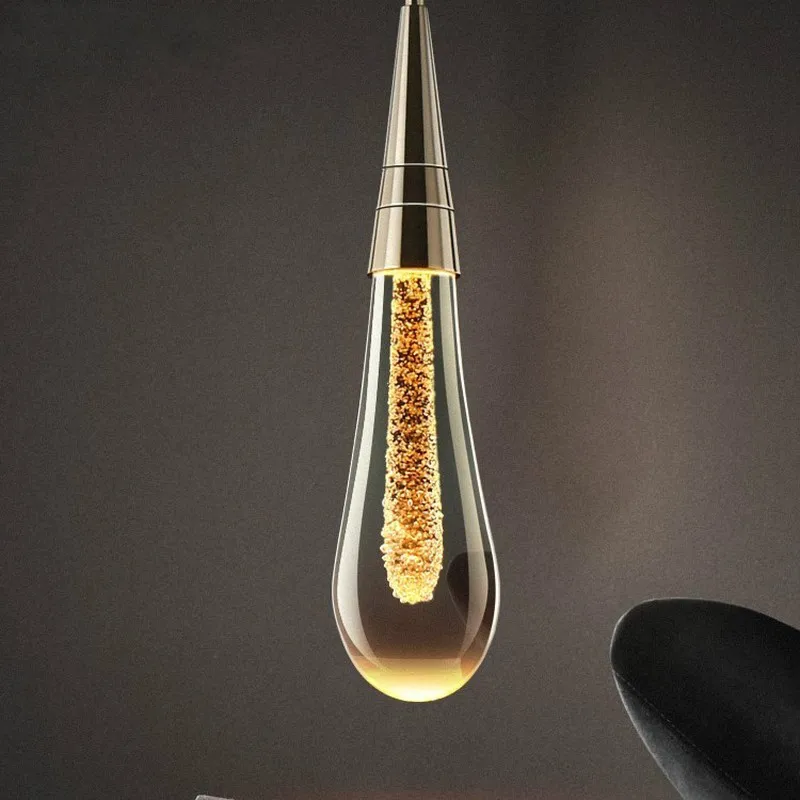 

Post-modern Designer Water-drop Glass Pendant Lights Bedroom Bedside Lamp Crystal Pendant Lamp Dining Room Kitchen Hanging Lamps