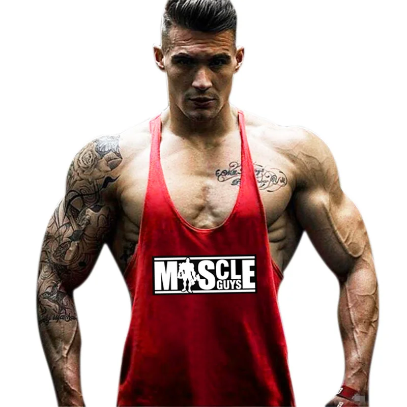 Muscleguys одежда для бодибилдинга для мужчин блузка для фитнеса мужчин Singlet без рукавов хлопок тренировки продольные рубашки