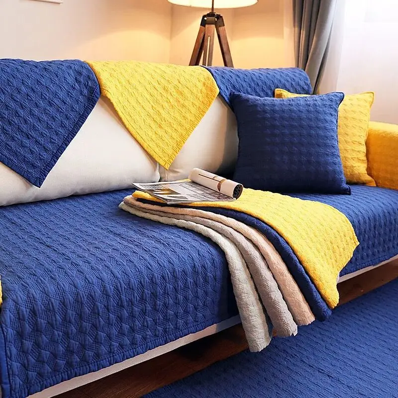 

Four Seasons Pure Cotton Sofa Cushion Solid Color Northern European-Style Sofa Pad Modern Anti-slip Cotton Fabric Sofa Cushion C