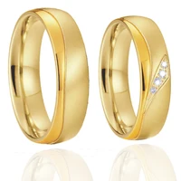 High Quality Western Wedding Rings Set for Couples African 18k Gold Plated Stainless Steel Jewelry Lovers Alliance 1 Pair