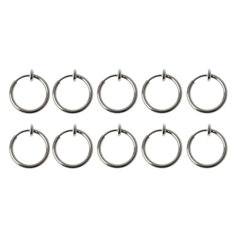 

10Pcs Sliver No Ear-hole DIY Clip On Circle Hoop Earrings For Jewelry Making